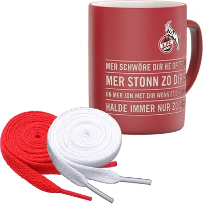 Produktbild von 1. FC Köln Tasse "Hymne" + 2 Paar Fan-Schnürsenkel 1# 3#