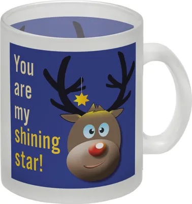 Produktbild von Weihnachten Glas Tasse mit Rentier Motiv in Blau