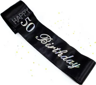 Produktbild von Oblique Unique Schärpe Happy Birthday 50. Geburtstag 50er Party Feier schwarz