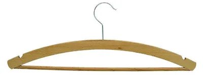 Image de Cintre, pour homme, bois de hetre, 420x8mm, ciré, avec encoche