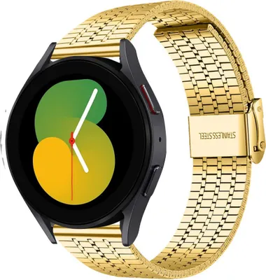 Produktbild von Strap-it Edelstahlarmband - Kompatibel mit Samsung Galaxy Watch 5 Armband 40mm Ersatzarmband Edelstahl - Verstellbarer Verschluss - Hochwertiges Material - für Samsung Galaxy Armband Gold