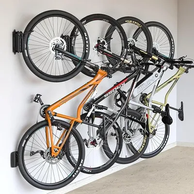 Produktbild von schwenkbare Fahrrad-Wandhalterung Set zu 4, 30 kg Traglast pro Stück | Fahrradaufhänger für die Garage,Wandhalterung für Fahrräder,platzsparend, stabile Metallkonstruktion, vertikale Montage