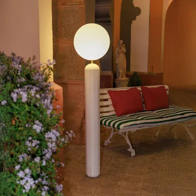 Produktbild von Akku Außenleuchte Metall LED dimmbar IP54 153 cm Beige Weiß Kugelschirm 3000-6500 K warmweiß 700 lm Modern