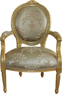 Produktbild von Casa Padrino Barock Medaillon Salon Stuhl Grün Muster / Gold Modell Versailles - Möbel Antik Stil