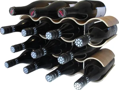 Image de casier à vin ondulé en bois durable pour 14 bouteilles de vin ou de champagne