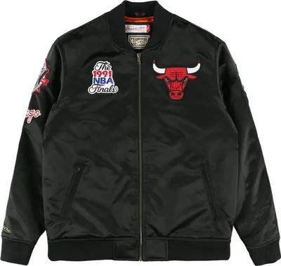 Produktbild von M&N Satin Bomber Jacke - FLIGHT Chicago Bulls schwarz - M