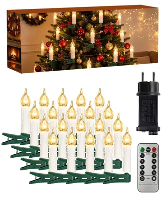 20er Set Clip-on Weihnachtsbaumkerzen, warmweiß, mit Fernbedienung