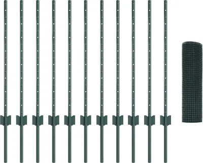 Produktbild von Möbel Geschweißter Drahtzaun mit 11 U-Pfosten Grün 0,8x25 m Stahl - Zaunzubehör 3336478