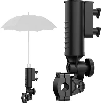 Produktbild von Universelle Golftrolley Paraplhuhalter - Robuste verstellbare Basis aus Aluminiumlegierung - Schwarz