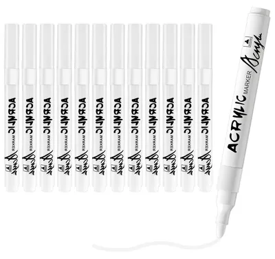 Immagine prodotto di Set di pennarelli acrilici con punta da 4,0 mm, ad asciugatura rapida, a basso odore, ideali per vetro, legno, metallo, progetti fai-da-te e artigianato, colore bianco