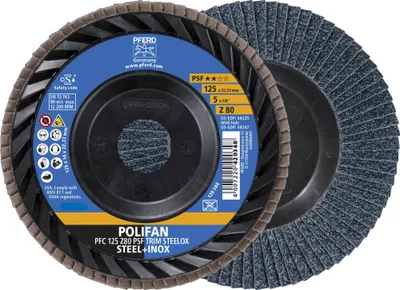 Produktbild von PFERD TOOLS POLIFAN Fächerscheibe PFC 125x22,23 mm konisch Z80 Universallinie PSF TRIM STEELOX für Stahl/Edelstahl