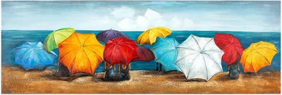 Image de Gilde Bild, rechteckig, "Rimini", Regenschirmmotiv, Leinwand, mehrfarbig, VE 1, L. 4 cm, B. 150 cm, H. 50 cm 38284