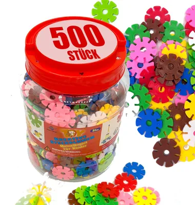 Produktbild von Steckbausteine Blüten Steckspiel - 500 Stück - 8 Farben - Ab 3 Jahren - Dose