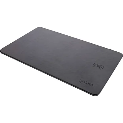 Produktbild von InLine Maus-Pad, Wireless Charging, 370x225x7mm, schwarz, Schwarz, Einfarbig, Kunstleder, USB