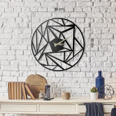 Zdjęcie produktu dla Opviq, Perspektif, zegar ścienny, czarny, metal, 50 x 50 cm