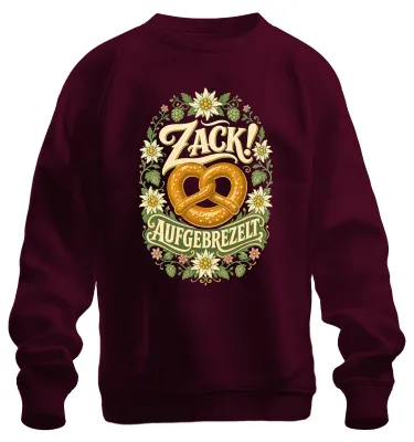 Immagine prodotto di Zack! Bretzel, maglia con ricamo "Edelweiß", abbigliamento tradizionale bavarese, pantaloni in pelle, felpa, maglione, bordeaux, taglia 3XL