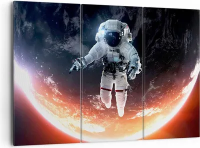 Produktbild von Bild auf Leinwand - Leinwandbild - Kosmonaut Weltraum - 165x110cm - Wand Bild - Wanddeko - Leinwanddruck - Bilder - Kunstdruck - Wanddekoration - Leinwand bilder - Wandkunst - CE165x110-3500