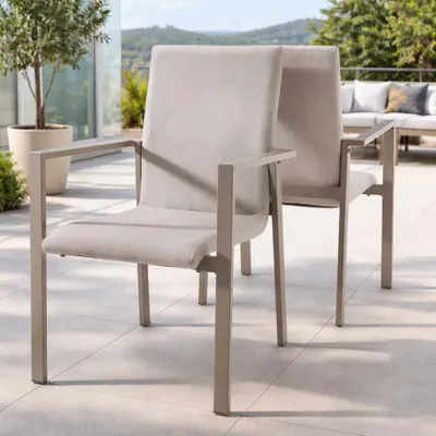 Produktbild von Destiny Sessel TORINO 2er Set stapelbar, Aluminium + Olefin, taupe