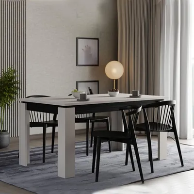 Immagine prodotto di Lajon - Tavolo Allungabile, 160x90x77h cm Bianco Crema, 8 Posti