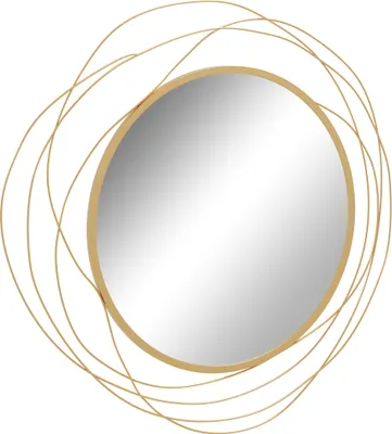 Produktbild von Wanddekoration, runder Wandspiegel, Metallrahmen, Φ65 cm, Farbe: Gold