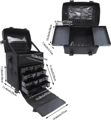 Immagine prodotto di Astuccio per il trucco, 8 cassetti, design portatile, nero