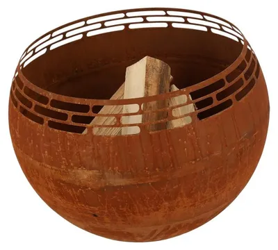 Image de Brasero en Métal Ajouré Rouillé Effet Flammes - Marron - 58,1 x 57,6 x H 47,3 cm