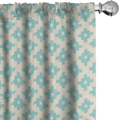 Produktbild von ABAKUHAUS Türkis und Beige Vorhänge, Gardinen, Gekritzel-geometrisches und abstraktes Motiv-Muster in den Pastellfarben, 2 Stück 75 x 245 cm, Türkis und Beige