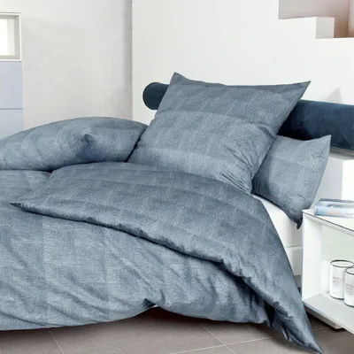 Produktbild von Janine Mako-Satin Bettwäsche Messina blau 43075-02 100% Baumwolle  , Größe:155x220 cm + 80x80 cm