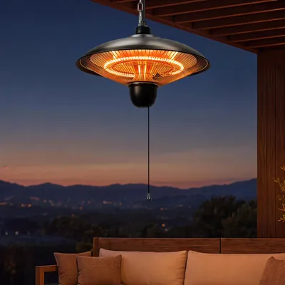 Immagine prodotto di Riscaldatore a infrarossi a pannello Vigevee, disponibile nelle potenze di 600/1200/1800 W, con interruttore a tirante, radiatore a fibra di carbonio, 3 livelli di riscaldamento, colore nero