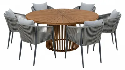 Produktbild von AXI Hani/Faye Gartenset aus Teakholz/Aluminium mit 6 Anthrazit Stühlen