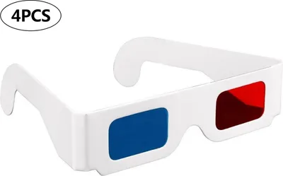 Produktbild von 4-teilige 3D-Pappbrille Red & Cyan Anaglyph White Card Brille fuer 3D-Betrachtung