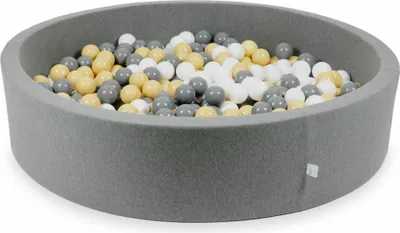 Image de Piscine à balles 130x30cm gris - Avec 600 balles / blanc, gris, beige