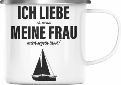 Produktbild von Trendation - Emaille Tasse für Segler Geschenke Männer Emaille Tasse Geschenkideen Zubehör Gadgeds Segeln Lustig (Silber)