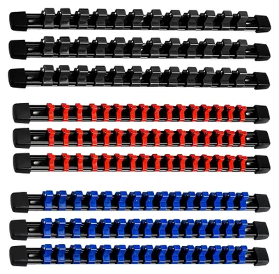 Produktbild von 9 Stück Halter für Steckschlüssel: Werkzeughalter mit 129 Clips für Steckschlüssel Organizer in 1/4-Zoll, 3/8-Zoll, 1/2-Zoll