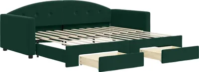 Produktbild von vidaXL Tagesbett Ausziehbar mit Schubladen Dunkelgrün 90x200 cm Samt
