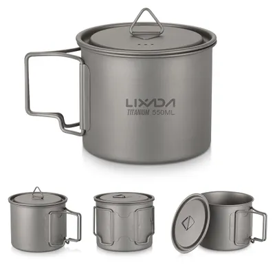 Obrázok produktu pre Ultraľahký titánový hrnček Vonkajší prenosný hrnček na kempovanie a piknik so skladacou rukoväťou 300 ml / 350 ml / 450 ml / 550 ml / 650 ml / 750 ml