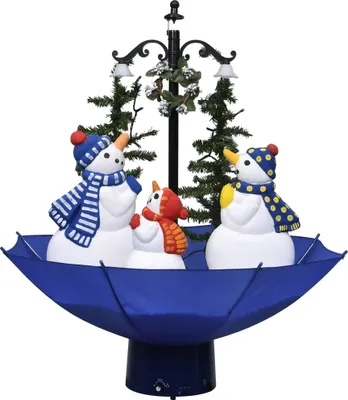 Produktbild von vidaXL Weihnachtsbaum mit Schnee und Schirm-Fuß Blau 75 cm PVC