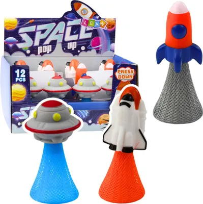 Zdjęcie produktu dla Skaczący statek kosmiczny na wiosennych kolorowych światłach 11Cm Mix