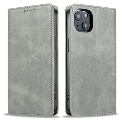 Produktbild von Handyhülle für Apple iPhone 14 Kunstleder Flip Cover Hülle Klapphülle Case Kartenfach Farbe: Grau