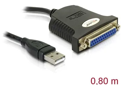 Produktbild von DeLOCK USB 1.1 parallel adapter, USB A, DB25, 0,8 m