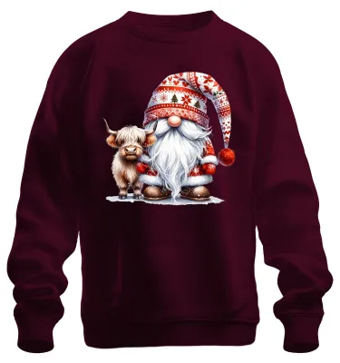 Produktbild von Niedlicher Weihnachtsmann mit Kuhhornmütze Sweatshirt Pullover, Burgundy, XXL