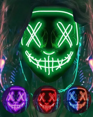 Produktbild von Famanu LED-Glow-Maske für Halloween - Lichtgebende Halloween-Kostüm