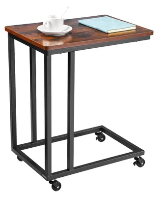 C-förmiger Beistelltisch mit Rollen, 50x35x60,5 cm, braun/schwarz