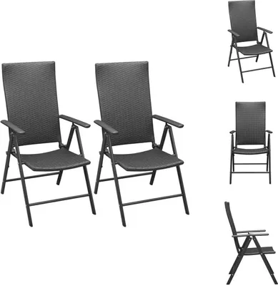 Produktbild von vidaXL Stapelbare Gartenstühle 2 Stk. Poly Rattan Schwarz -  Gartenstühle