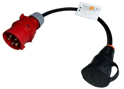 Produktbild von CEE-Adapterkabel Starkstrom Leitung CEE-Stecker 5-polig 16A 400V auf Schuko Kupplung 3-polig 230V 16A H07RN-F 3G2,5mm² Gummischlauchleitung IP44 0,5m