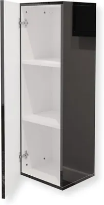Zdjęcie produktu dla Nowoczesna Wisząca Szafka Kuchenna Wysoki Połysk Czarna 35x105x32 cm Przestronna Szafka Ścienna do Kuchni z 1 Drzwiami Funkcja Push to Open