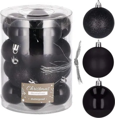 Zdjęcie produktu dla Czarne bombki świąteczne mix - 4 cm, zestaw 20 szt.