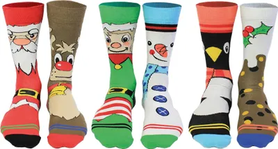 Produktbild von United Oddsocks Herren Socken, 6 Socken Pack - Strumpf, Mottomotive SantaBanter 39-46
