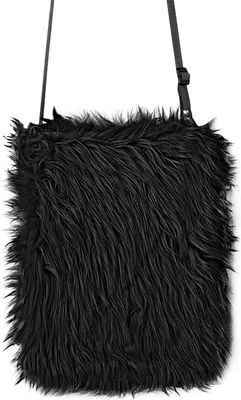 Produktbild von Schwarze Plüsch Umhängetasche 80er Jahre - Handtasche in schwarz