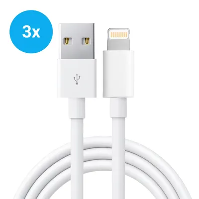 Produktbild von 3x iPhone Lightning Ladekabel 2m – USB-A auf Lightning Ladekabel – Ladekabel für iPhone 5 bis 14 Pro Max, iPad, iPod & AirPods